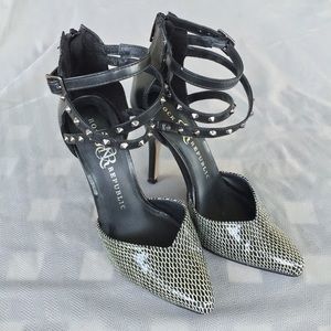 Rock & Republic faux snakeskin studded heels